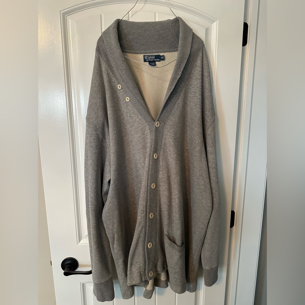 MENS POLO BIG AND TALL CARDIGAN SWEATSHIRT WITH BUTTONS